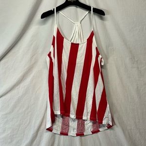 Venus Red and White Striped Women’s Summer Tank Top Large New without Tags‎